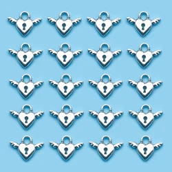 10/20/30Pcs Alloy Love Heart Key Lock Shape Charms Antique Silvery Pendants For Jewelry Making Findings Crafting Accessory