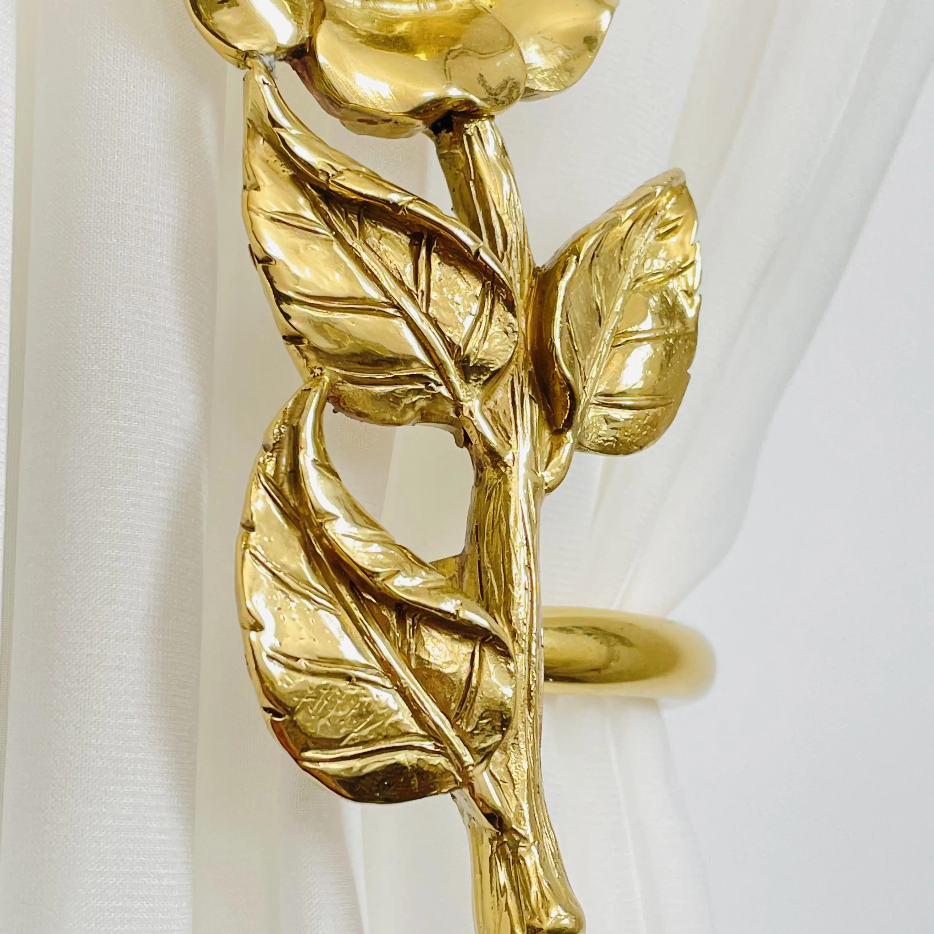 Cortina decorativa para ventana en forma de U de latón europeo de alta calidad, soportes laterales para cortina