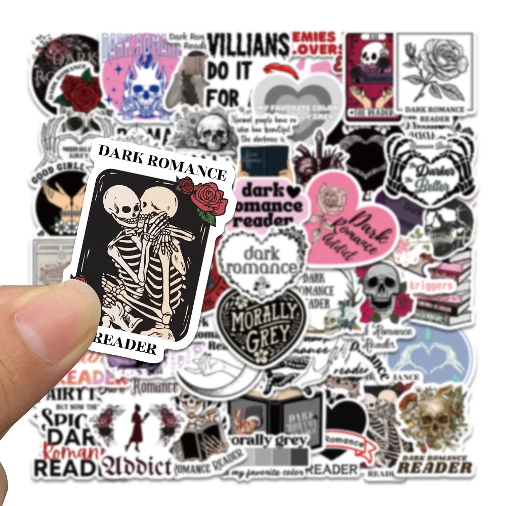 10/50pcs Cool Dark Romance Reader Skull Reading Stickers Aesthetic Graffiti Decals Luggage Skateboard Notebook Diary Sticker Toy