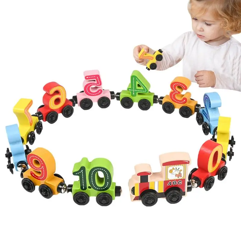 

Magnetic Train Wood Toy Train Count And Color Cognition Fine Motor Skills Development Kids Train Table Kit For Toddlers 1-3