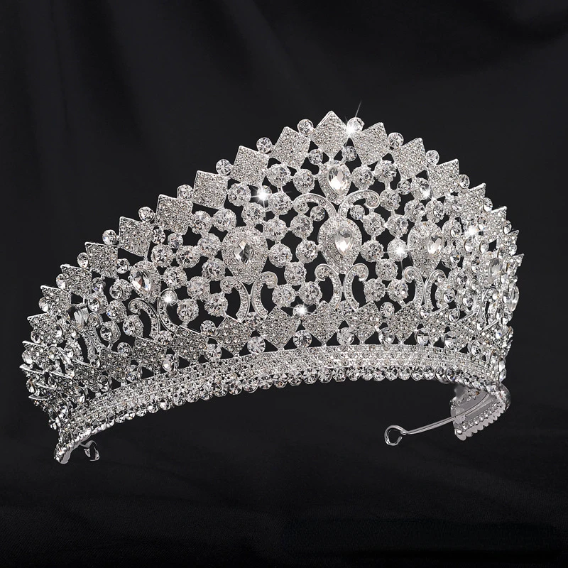 Bride Vintage Tiara Princess Birthday Party Gift Cross Border Crystal Grand Tiara Queen Court-style Tiara Ornaments