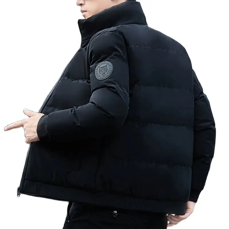 Winter New Casual Solid Youth Thick Warm Standing Collar Men's Short And Handsome Jacket Cotton Coat