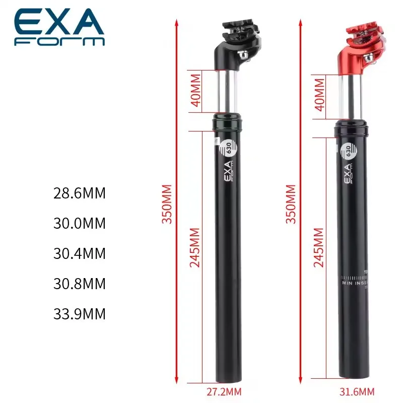

EXA-Bicycle Suspension Seatpost Aluminum Alloy Shock Absorber Seat Tube Mountain Road Bike KSP-630, 27.2mm, 31.6mm, 365mm, 360mm