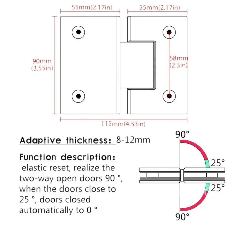 Heavy Duty 180 Degree Shower Door Cabinet Showcase Cabinet Steel Door Glass Polishe Glass Stainless Clip Hinge Replacement Parts