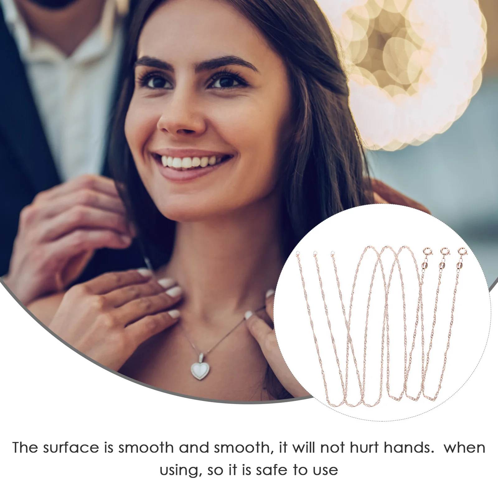 

3Pcs Rose Gold Copper Necklace Chain Smooth Surface DIY Necklace Making Chains for Pendants Jewelry Craft Supplies Women Girls