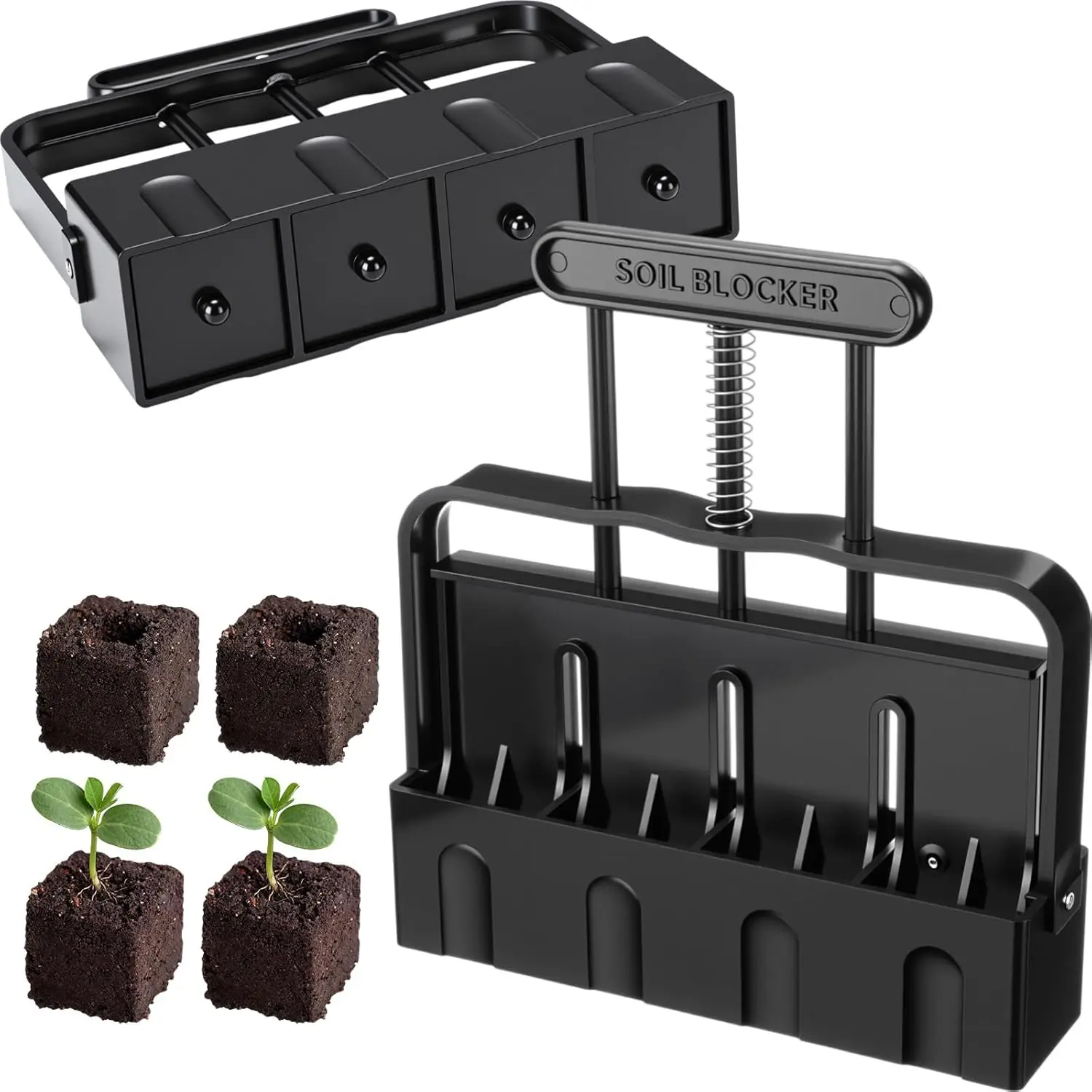 

1Pcs Makers for Seed Starting 4 Cell Soil Blocker Hand Held Mold Blocking Tool Manual for Garden Grow Seedling Indoor Outdoor