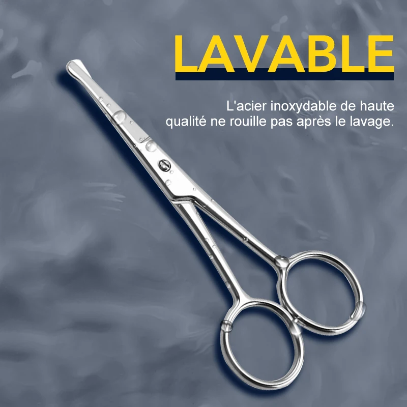 1 pièces nez poils du visage petite Mini ciseaux pointe arrondie tondeuse en acier inoxydable pour sourcils cils barbe coupe toilettage