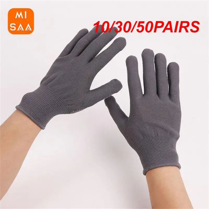 10/30/50PAIRS Carry Gloves Average Code Nylon Firm Gloves Protection Gloves Wide Range Uses High Elastic Non Slip Gloves