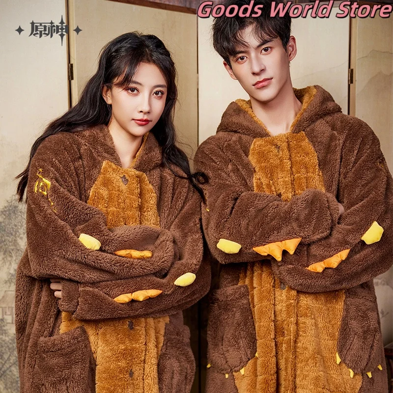 

In stock Zhongli Home Sleeping Robe Winter pajamas Original Game Genshin Impact Zhongli Cosplay Costume Anime Halloween Gift