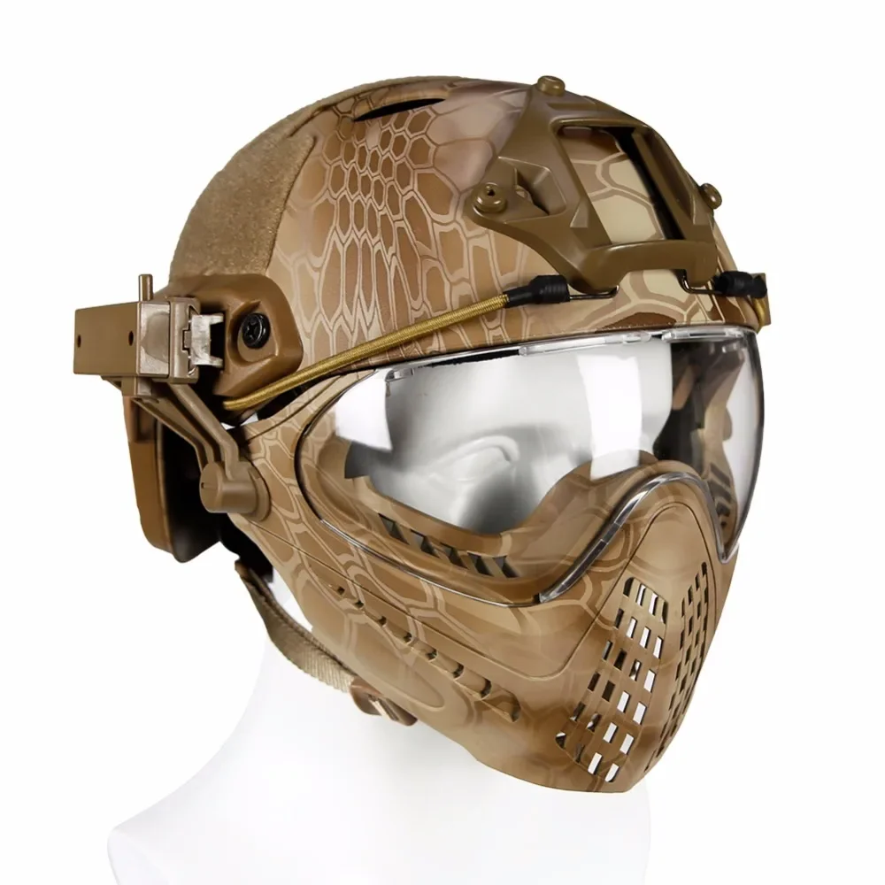 WoSporT Tactical Helmet with Mask Airsoft Paintball Overall Helmet CS Military WarGame Motorcycle Cycling Hunting Fast Helmet