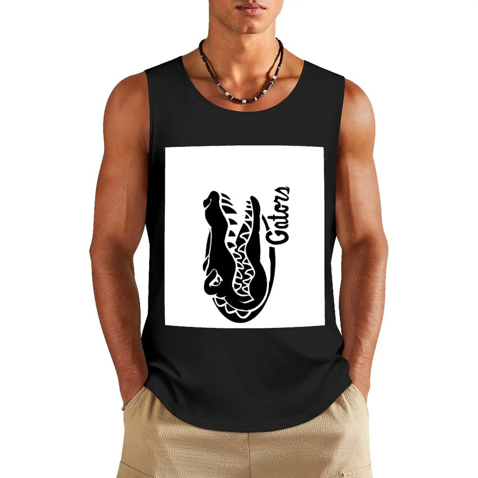 Gator bait crocodile and elegator black and white Tank Top Man summer clothes Men's gym clothing