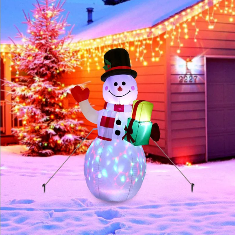 

Christmas Lighted Inflatable Snowman LED Lights Toy Garden Lawn Decor Dolls Lamps Yard Prop for Household Parties Ornaments 1.5M