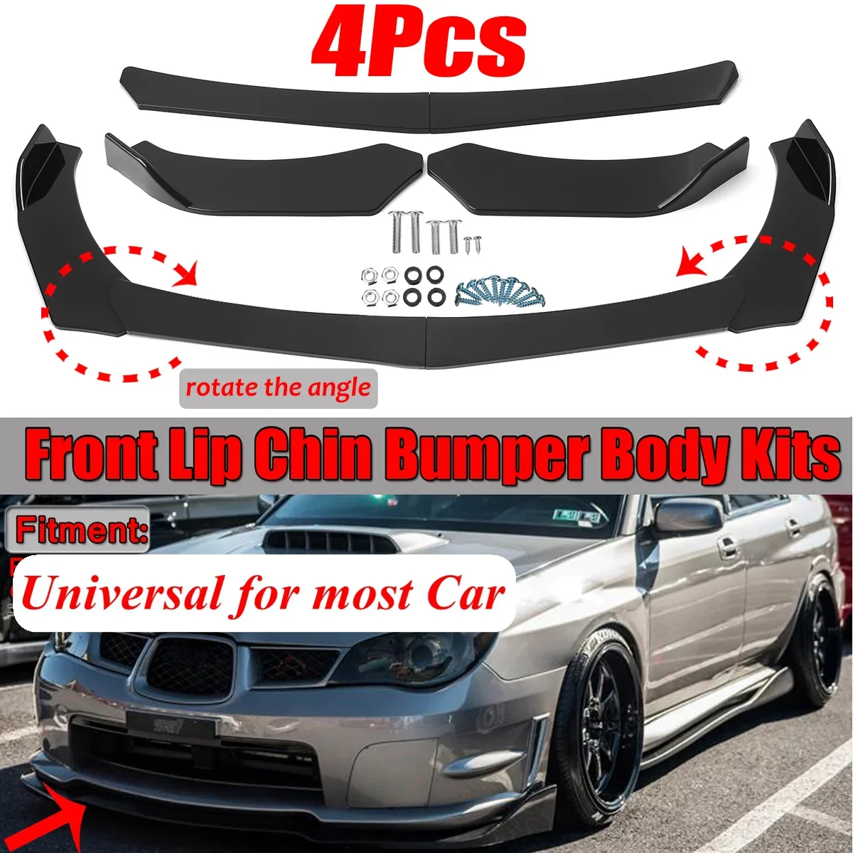 

4PCS Universal Car Front Bumper Splitter Lip Diffuser Chin Bumper For Benz For BMW For Honda For Ford For Audi Car Accessories