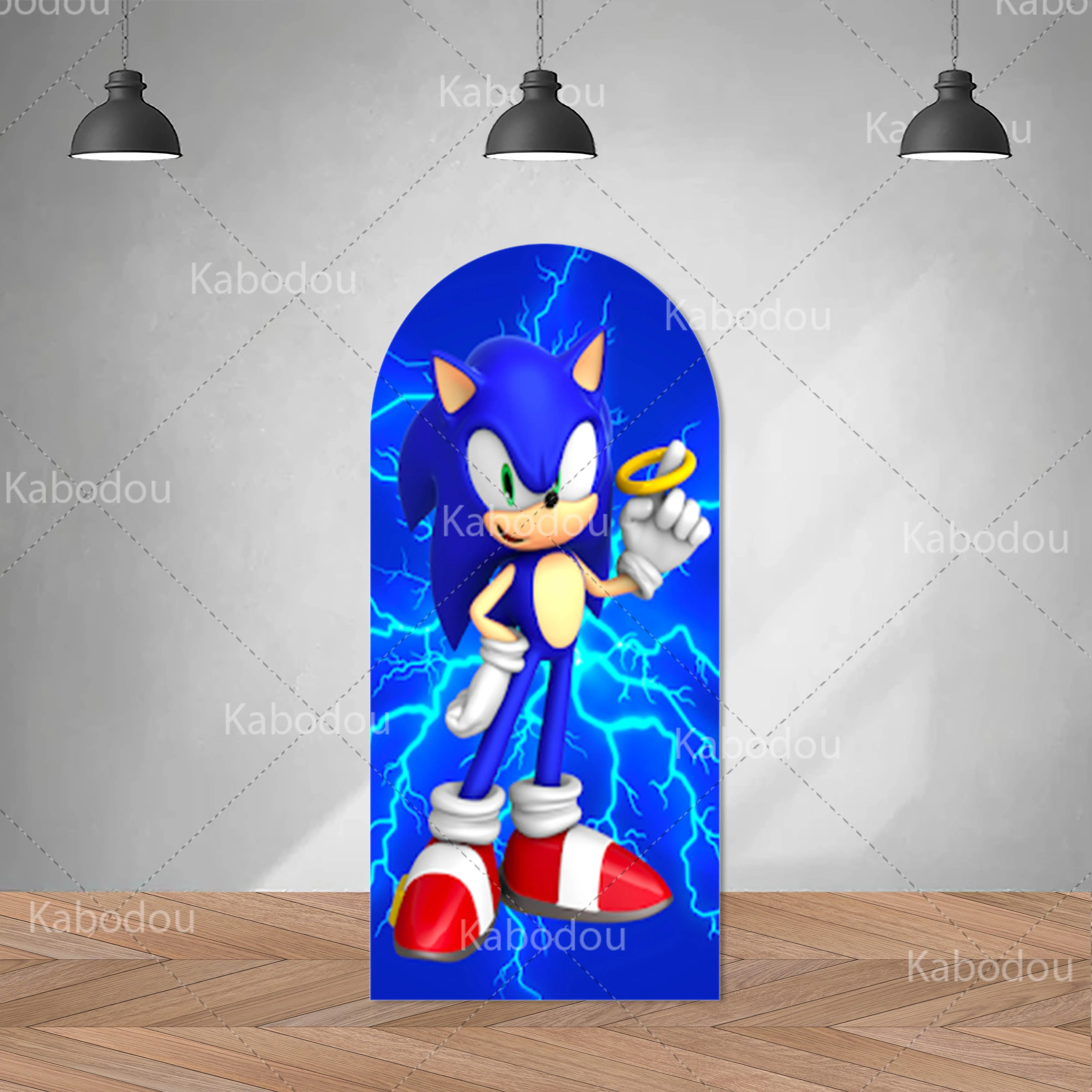 Sonic Backdrop Arch Blue Hedgehog Photography Background Polyester Boys Birthday Party Decoration Baby Shower Booth Props