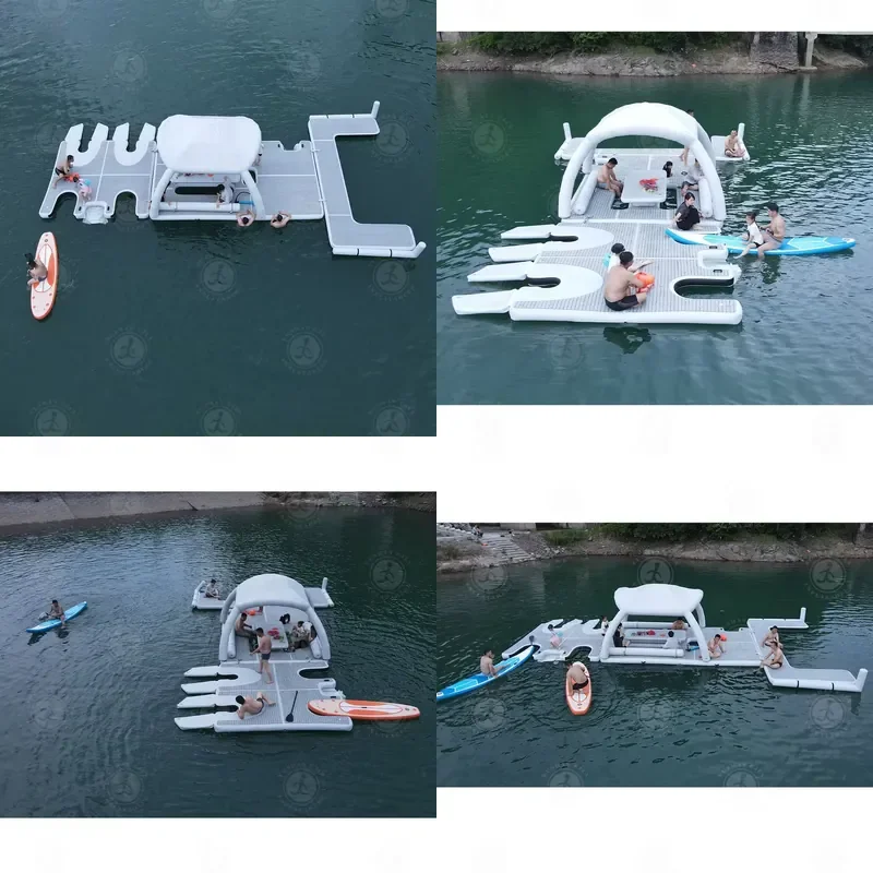 Inflatable Yacht Boat New Product Family Floating Bridge Water Party with Tent Water Park Summer Water Pool for Adults /child