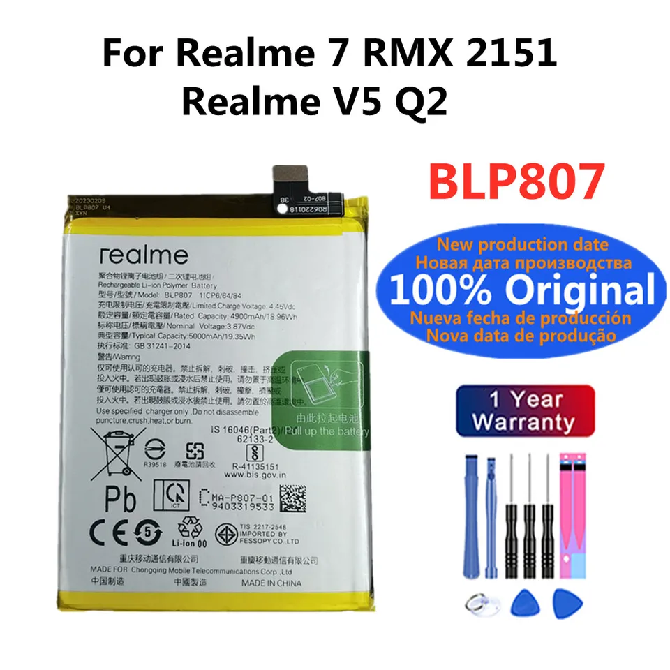 BLP807 5000mAh Original Battery For OPPO Realme 7 Q2 V5 Phone