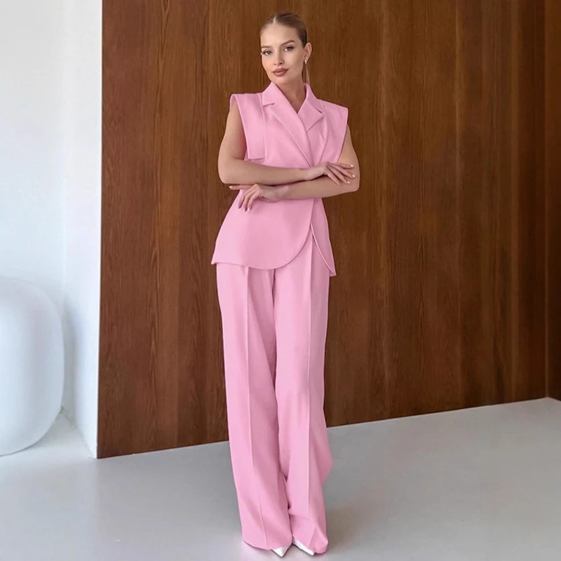 Tuularose ผู้หญิงกางเกงชุดสีชมพู Blazer เสื้อกั๊ก TOP Patchwork กางเกงชุดแฟชั่น COMMUTER Elegant หญิง Blazer กางเกงชุด
