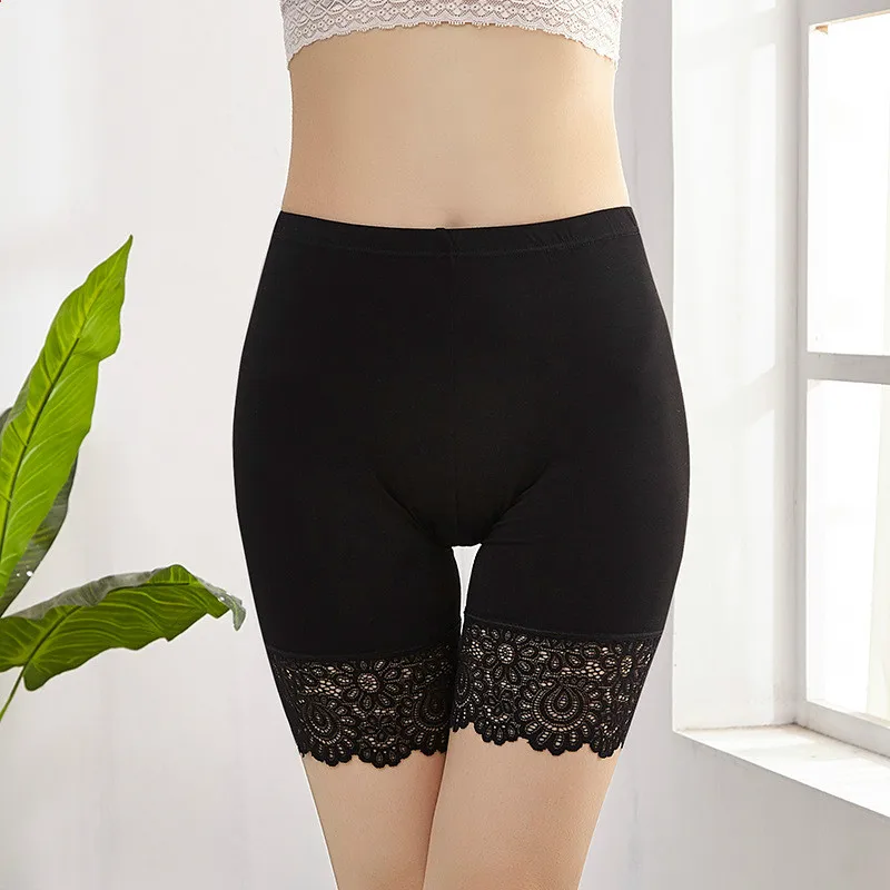40KG-80KG Women Plus Big Size Safety Pants Elastic Soft Comfortable Modal Material Nude/Black Shorts Lace Safety Short Pants image 2