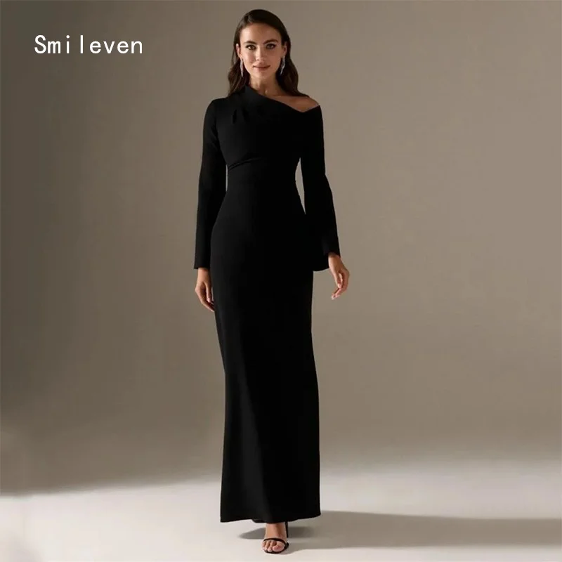 Smileven Romanzo Abito da ballo a sirena nera con spalle scoperte Abiti da festa Abito classico per occasioni formali personalizzato 2026