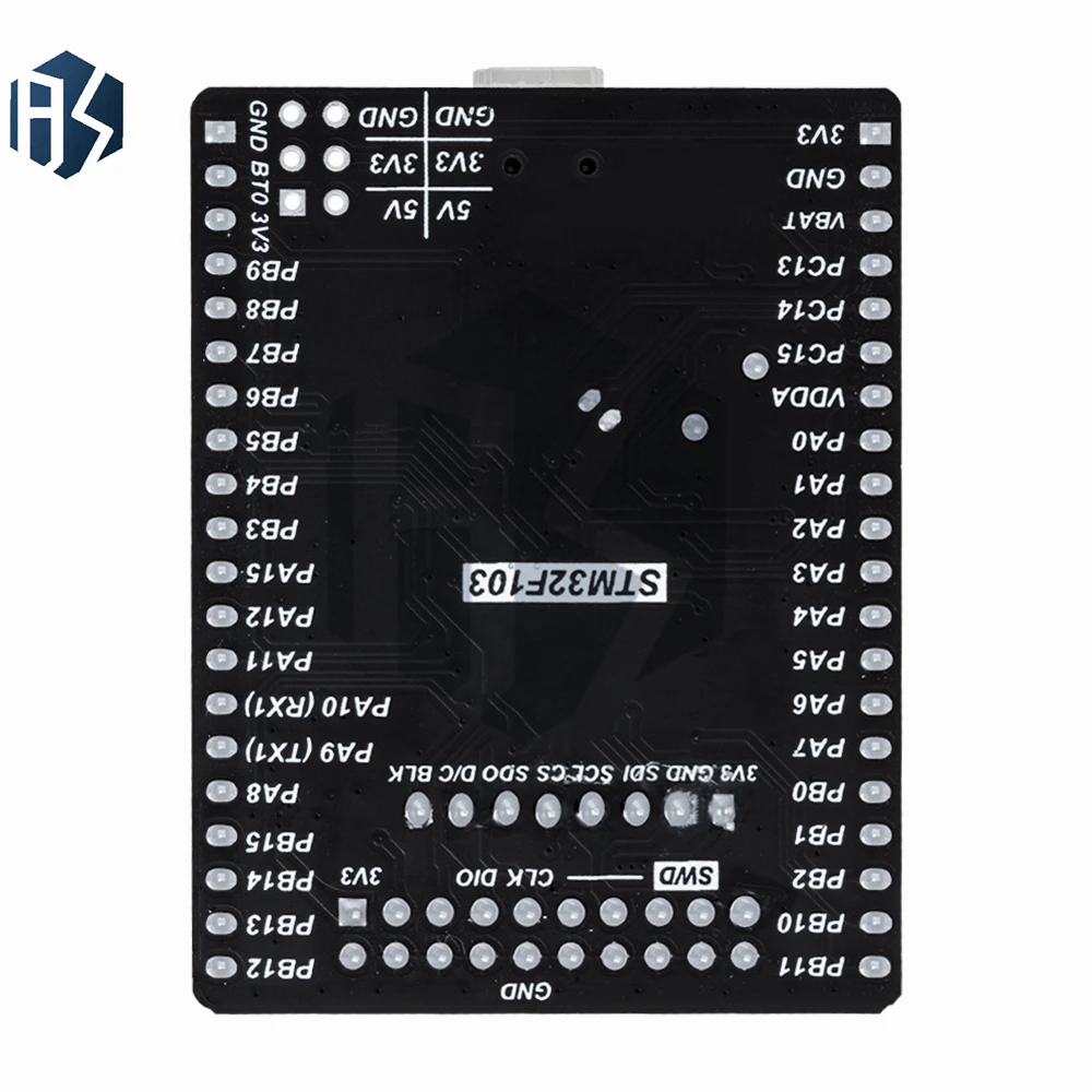 ‌ Placa de evaluación STM32F103C8T6 Cortex-M3 – MCU ARM de 72 MHz con flash de 64 KB, USB 2.0, CAN y control de motor PWM |   Enlace ST integrado