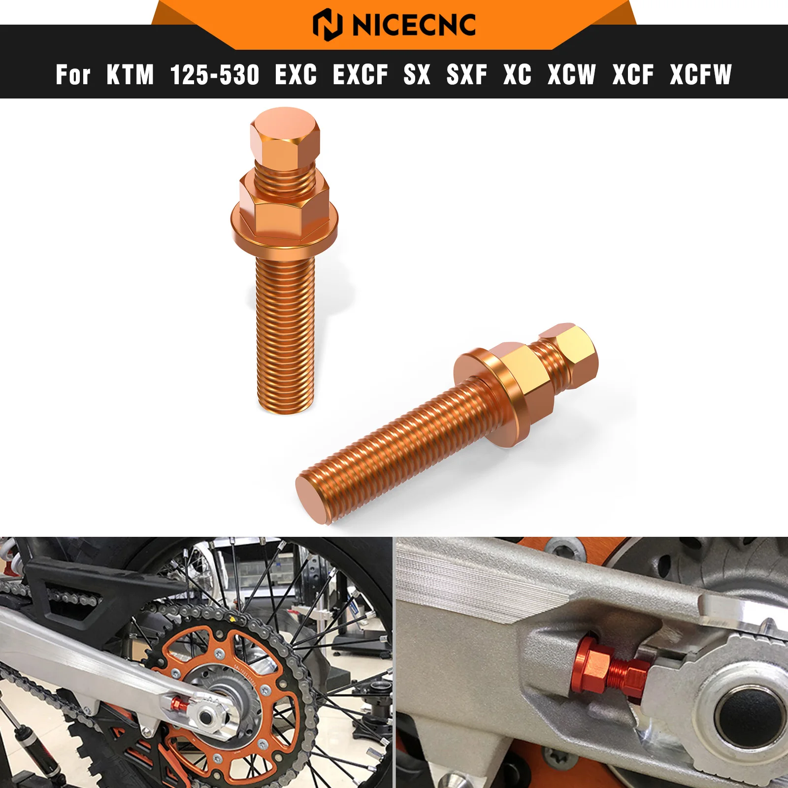 

For KTM TPi EXC 300 2007-2023 Rear Axle Blocks Chain Adjuster Bolt EXC 250 EXC-F 350 SX 125 SX-F 450 XC XCW For Husqvarna TE 300