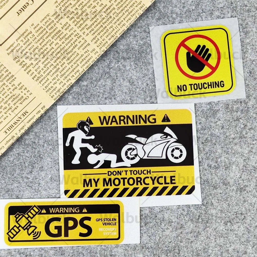 Image of Reflektierende Motorradaufkleber „Don't Touch My Motorcycle“ Alarm-Aufkleber, Dekor-Aufkleber für Rennhelme, Kotflügel, Heckscheibe, wasserfester Aufkleber
