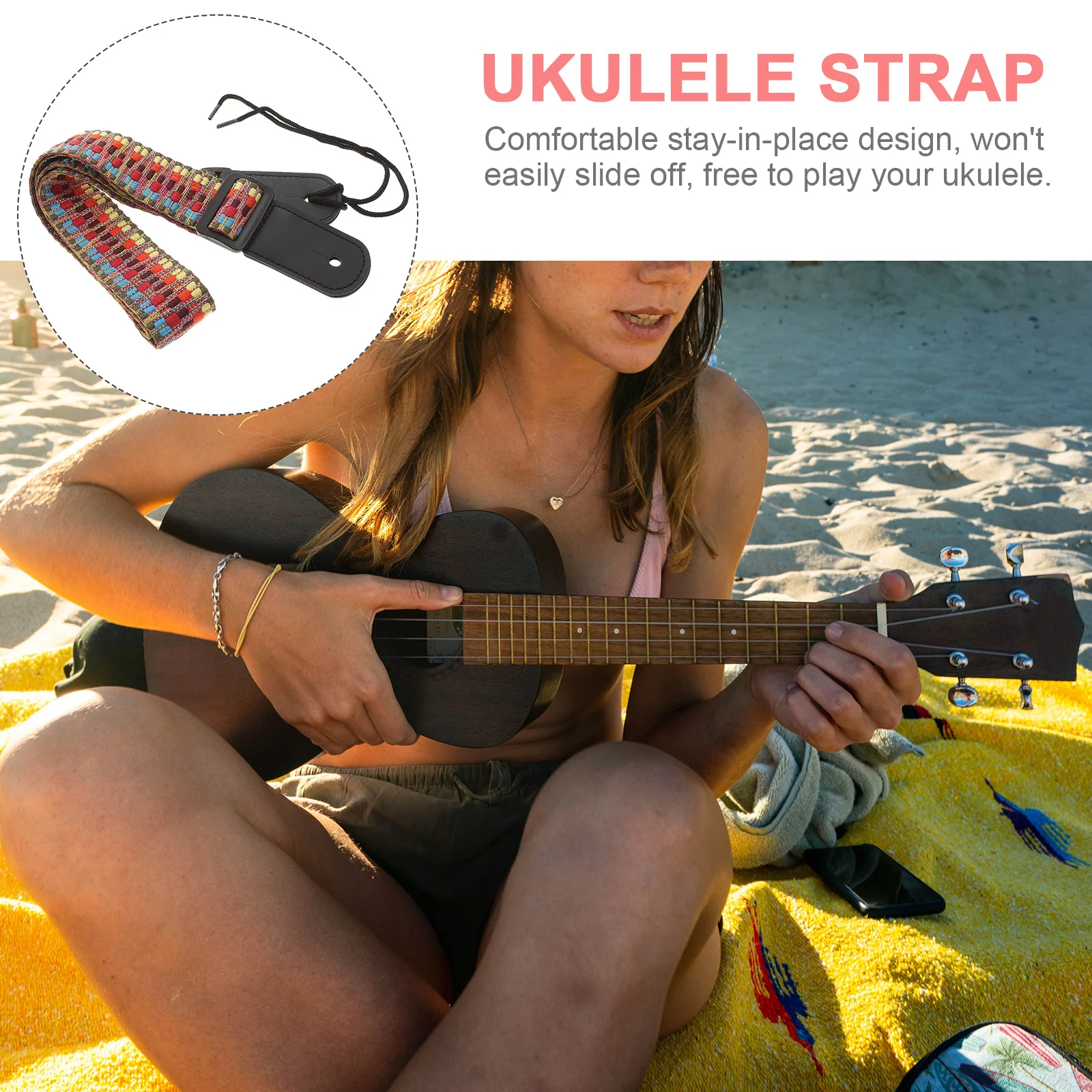 

Ukulele Strap Adjustable Belt Shoulder Printing Guitar Supplies Cotton