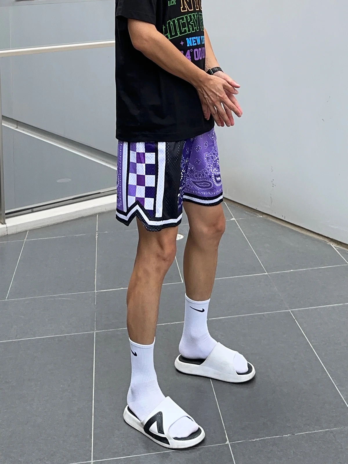 

Uncleblue Summer American Baskeall orts Double Layer Me Breathable Spor Casual orts No Zipper Loose Fit Straight Leg