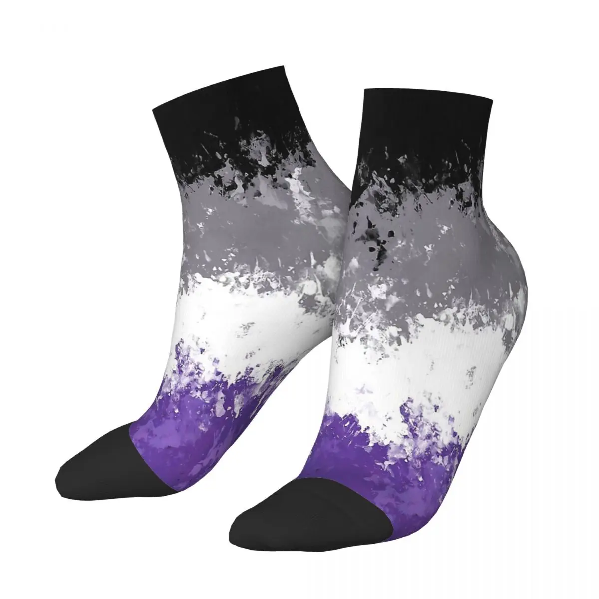 LGBT Sexual Minority Special Love Asexual Pride Flag Splatter Print Ankle Socks Male Mens Women Spring Stockings Printed