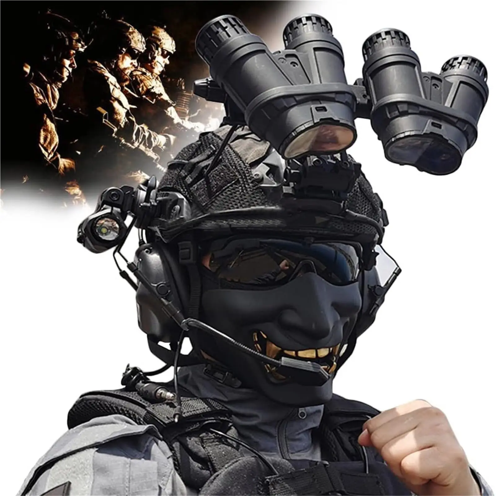 

Tactical Helmet Headphone Sets Including Masks Tactical Goggles GP 18 Four-Eye Model Alloy L4G24 for Airgun Paintball Shooting