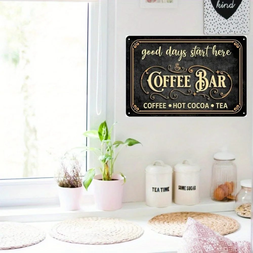 Vintage Coffee Bar Sign Bar Decor Tin Sign Good Days Start Here Coffee Hot Cocoa Tea Bar 12x8inch 20x30cm 16x12inch 40x30cm