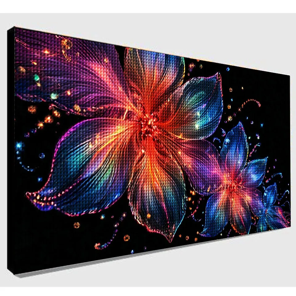

2025 Diamond Embroidery DIY Fantasy Flower Black Background Diamond Painting Kit 5D Rhinestone Cross Stitch Mosaic Home Decor