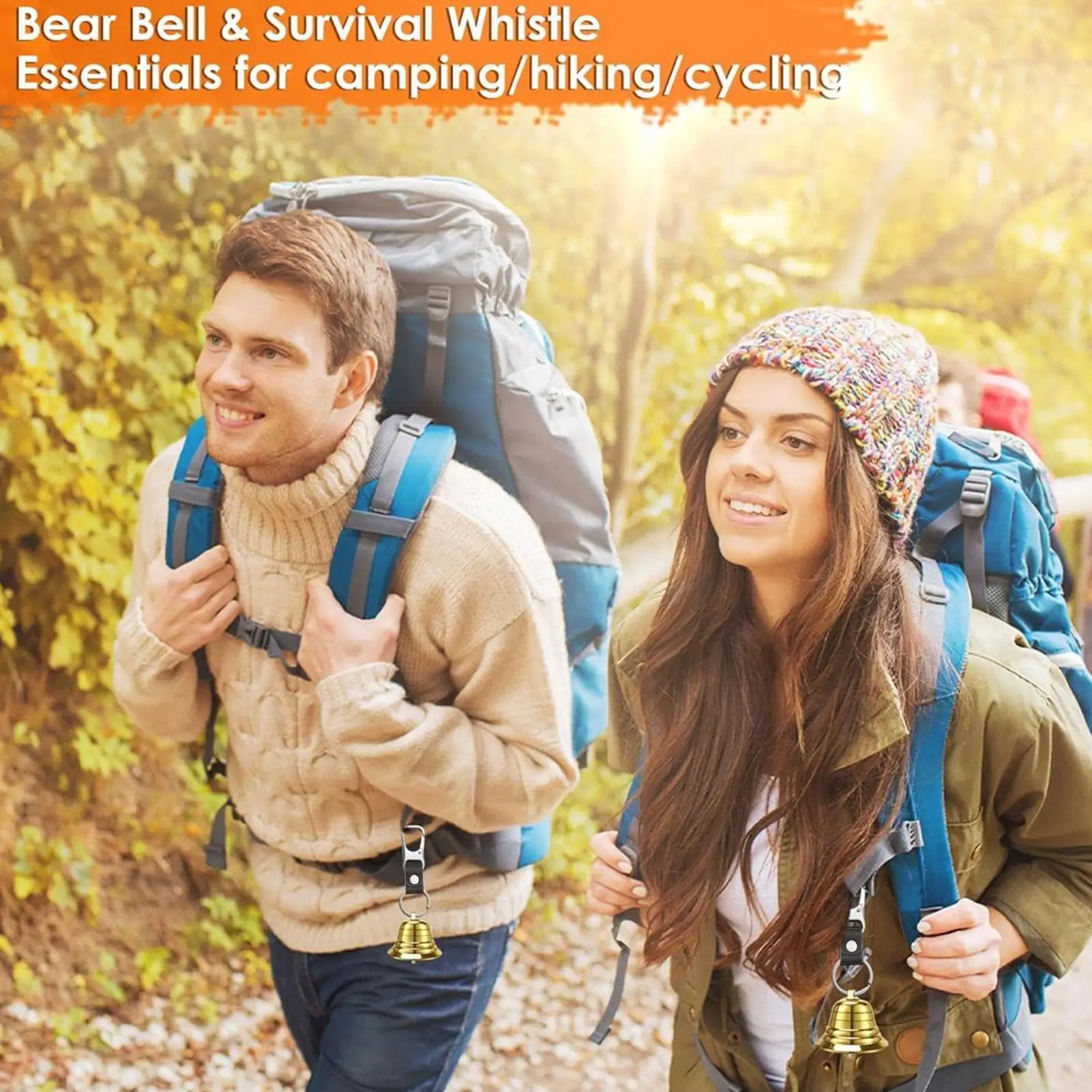 

Outdoor Bear Bell Self Defense Gear Rust Proof Brass Bells For Outdoor Bears For Backpacking Fishing Camping Cycling