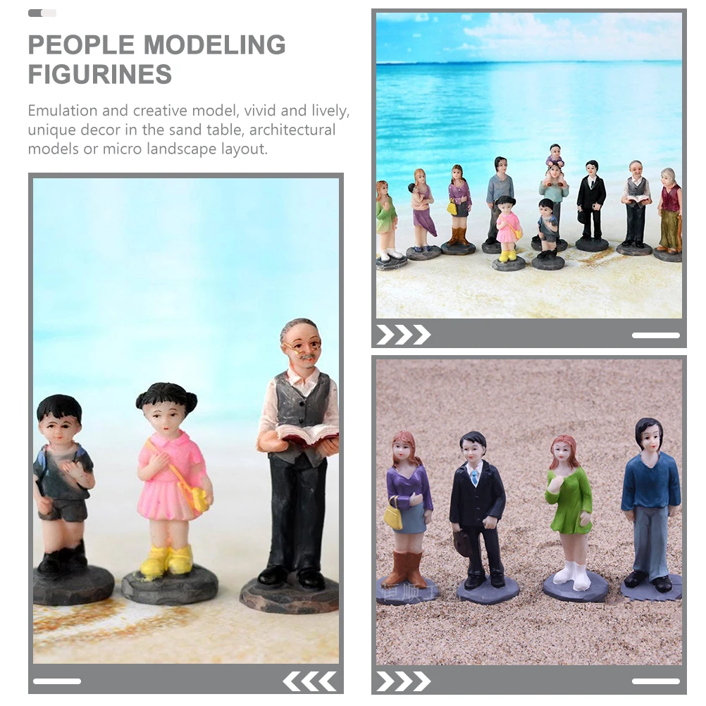 

10pcs Family Figurines Resin Material Small People Statues Sand Table Props Miniature Garden Decor Accessories
