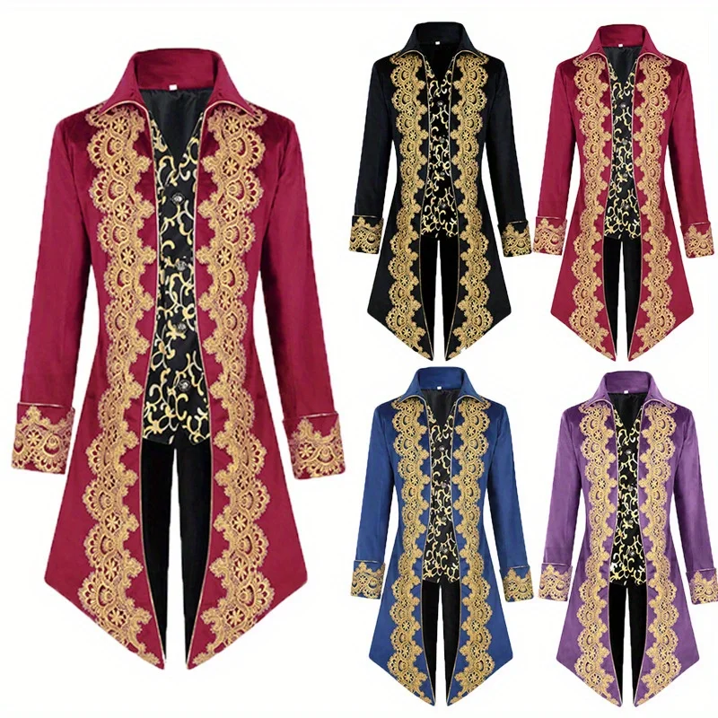 

Lace Tailcoat Halloween Medieval Retro Clothing Medium Long Punk Men's Coat