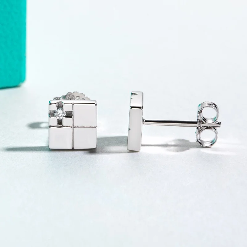 ZFSILVER العصرية غرامة s925 الفضة مويسانيتي مزدوجة ارتداء ساحة شرابة القرط سحر النساء الاكسسوارات والمجوهرات حفلة هدية EDA-027 #6