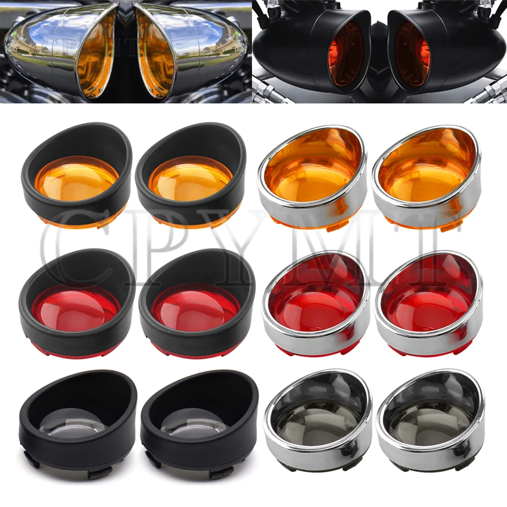 Motorcycle Turn Signal Light Bezels Lens Cover Visor Trim Rings Fit For Harley Touring FLHR FXRT Sportster XL Dyna Softail FLHX