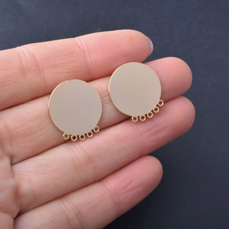 6 Stück 12mm 14 18 20mm Hochwertige Gold- und Rhodiumbeschichtete Cabochon-Basis Ohrstecker Damenohrringe 5-Loch-Verbinder – Detail 11