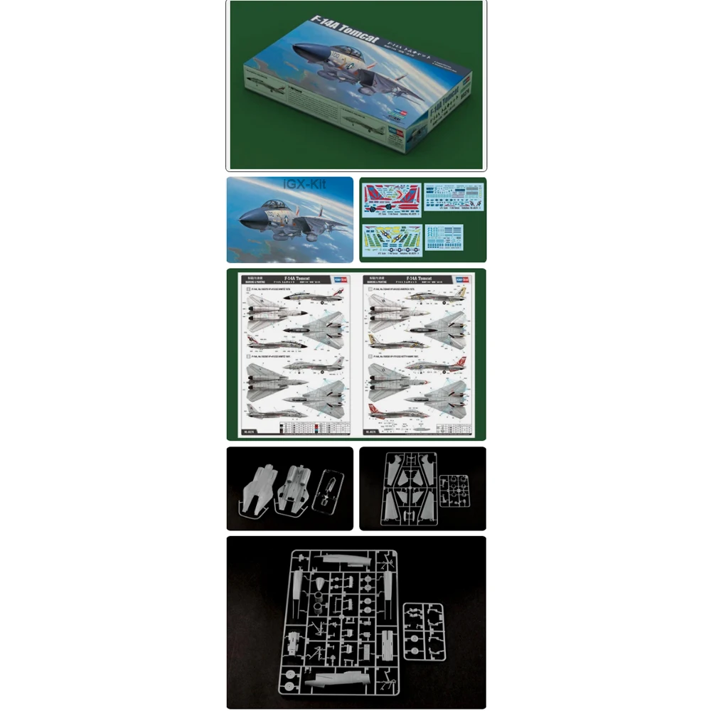 Hobbyboss 80276 1:72 Scale F-14A F14 F14A Tomcat Fighter Aircraft Plastic Assembly Building Model Kit Making Military Adult