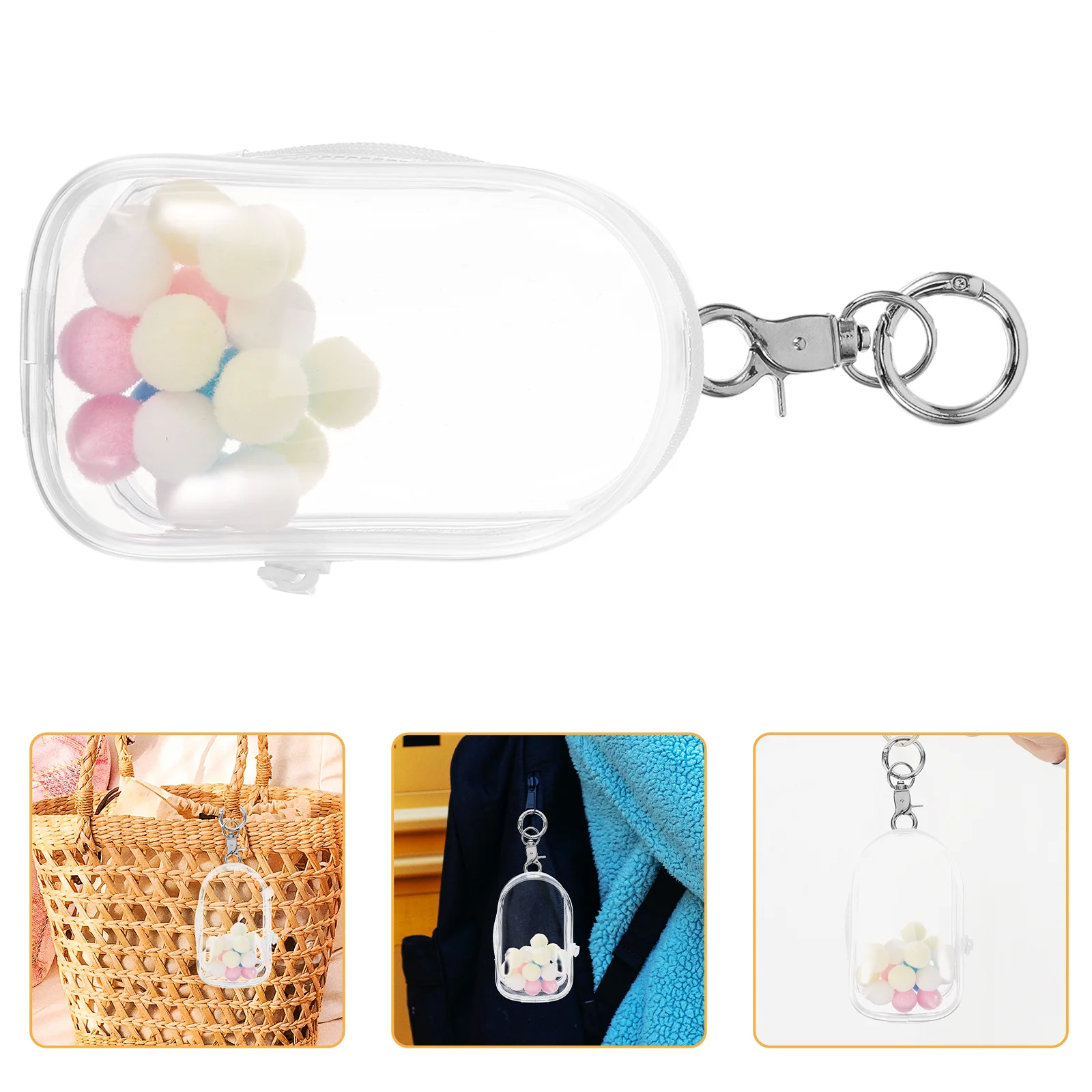 Pouch Outing Bag Camera Carrying Case Mini Figurine Display Keychain Clear Figure