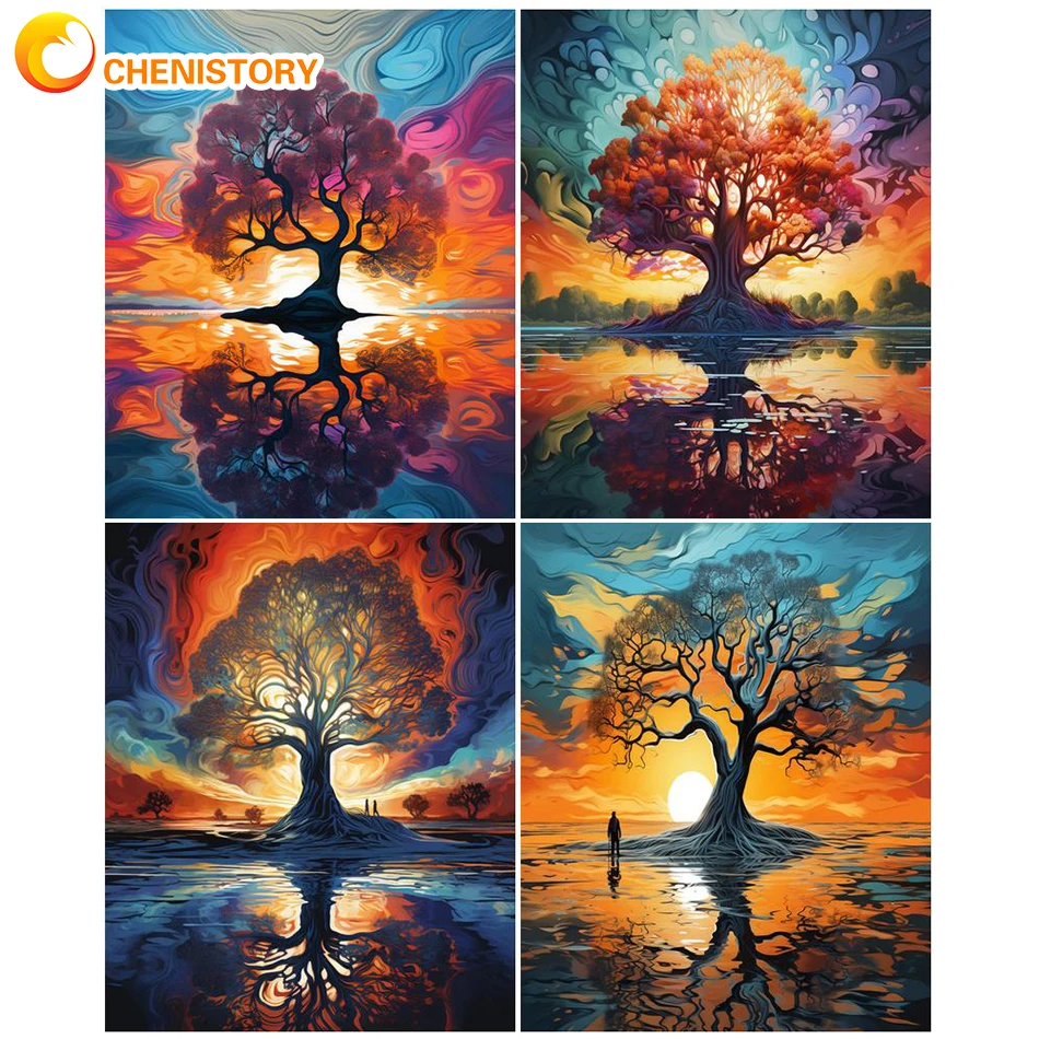 

CHENISTORY 60x75cm Painting By Numbers Tree Picture On Canvas Painting Scenery Paint For Painting Home Decoration Unique Gift