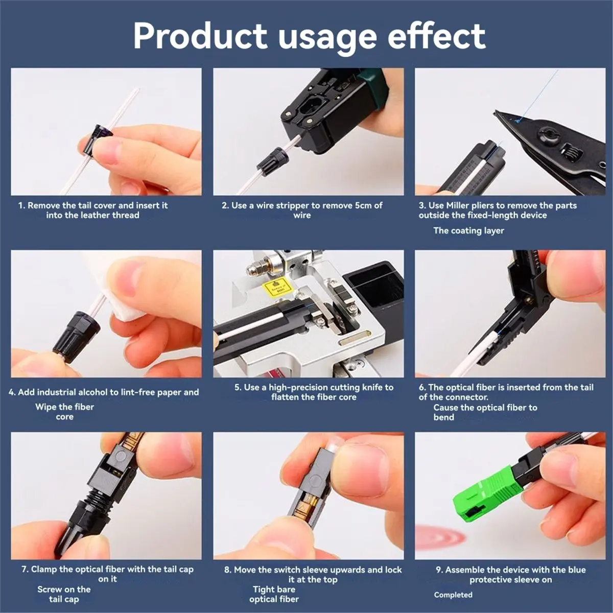 Digital Essentials 10 Pcs FTTH SC Optical Fiber Cable Quick Connector Fast Cold Connection Adapter for CATV Network Installation