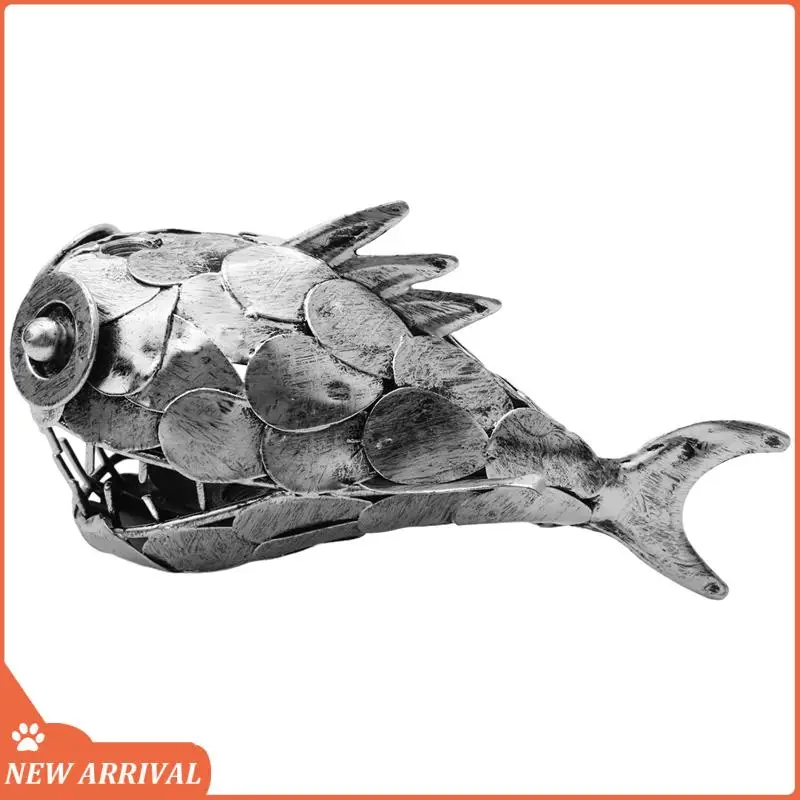 Emption!Angler Fish Lamp USB Rechargeable Desktop Metal Light Handmade Craft Home Living Room Decoration