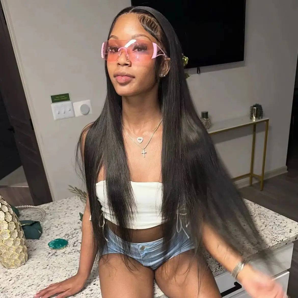 Straight Human Hair Wigs 13x6 Transparent HD Lace Front Wig 250 Density 40 42 Inches Natural Color Brazilian Hair Wig For Women
