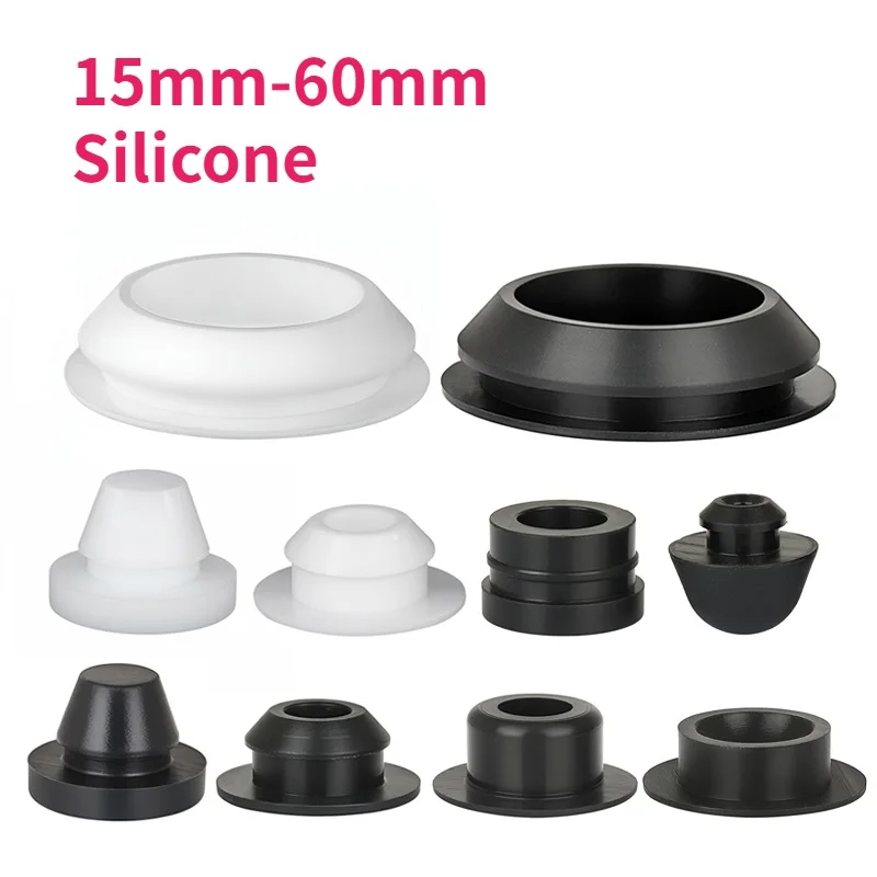 15mm-60mm Silicone T-Plug Rubber Stopper Black White High Elasticity Snap-on Hole Sealing End Cap Dust Cover Bouchon Tapon Goma
