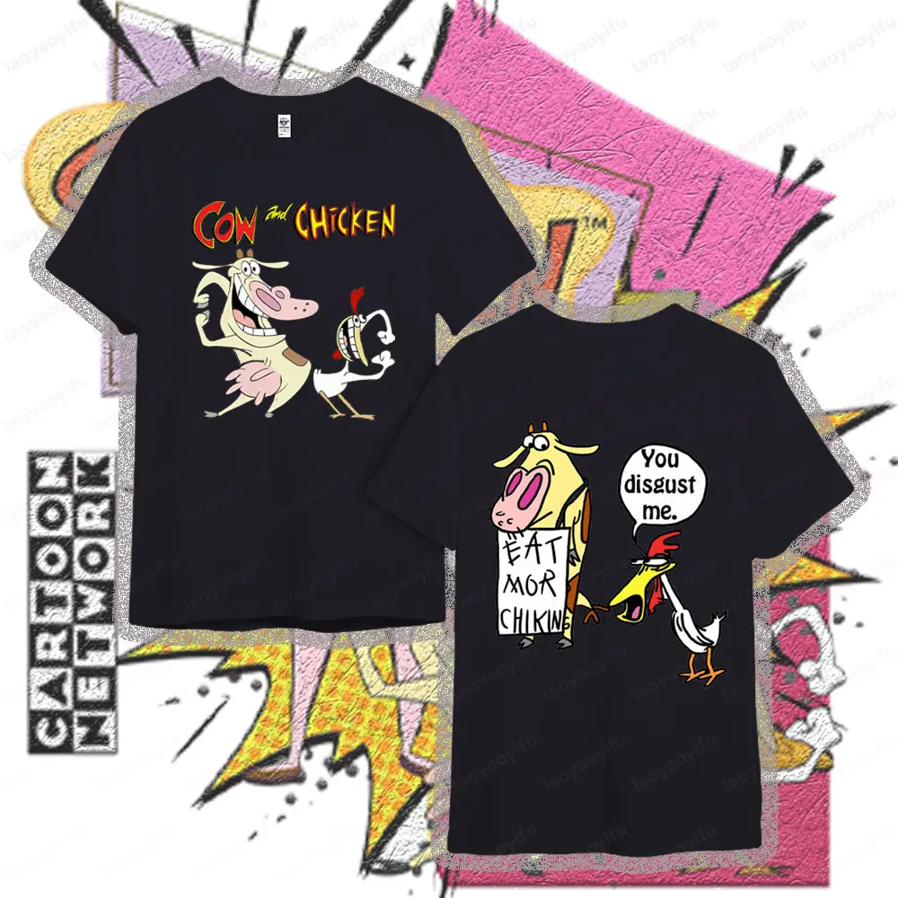 

Cow and Chicken Funny Tshirt 90s Comedy Cartoon Nostalgia Retro Shirt Eat Mor Chicken Tee Tops Men Women Fashion Cotton T Shirt