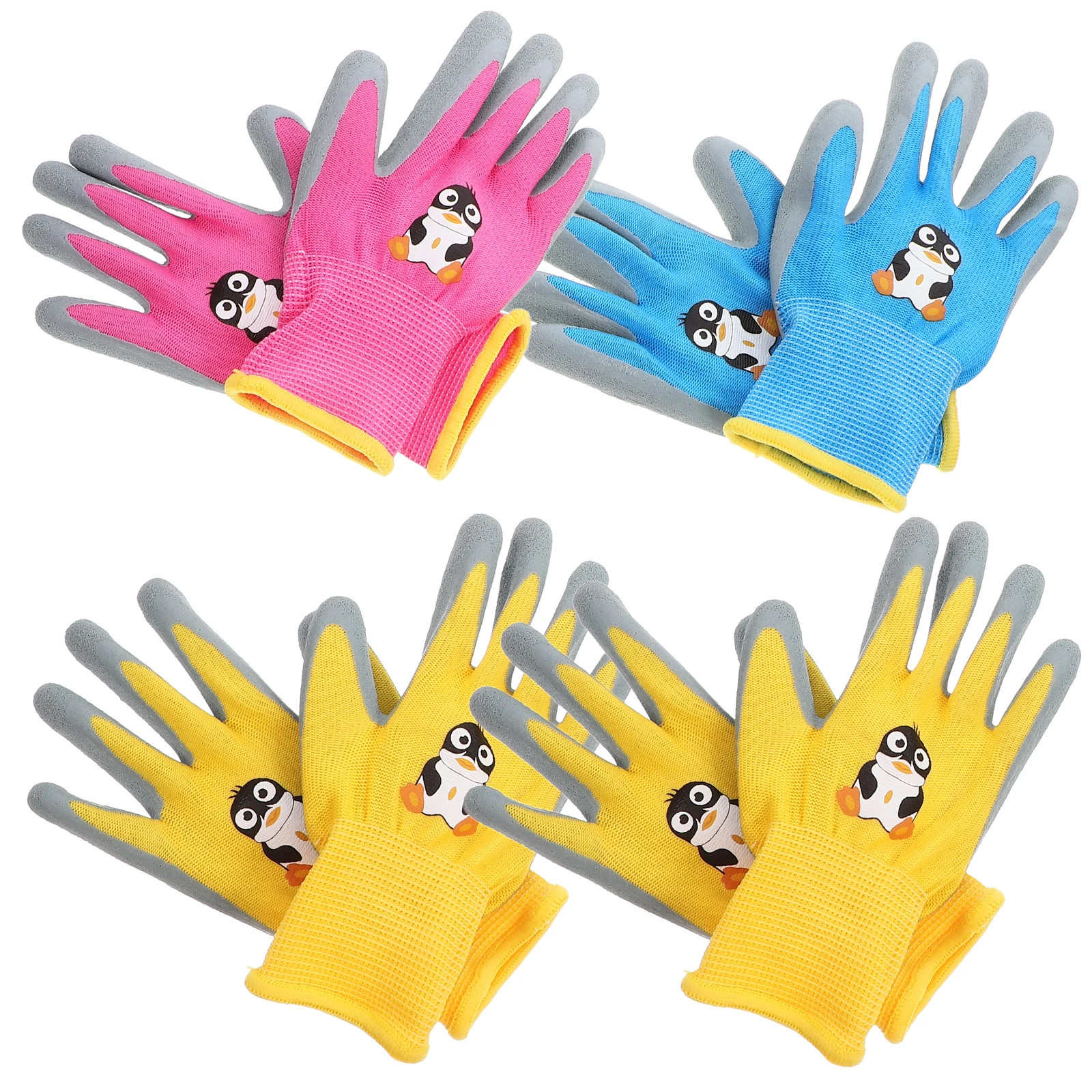 

4 Pairs Children Protective Gloves Durable Cartoon Gardening Planting Riding Breathable Work Gloves Home Use