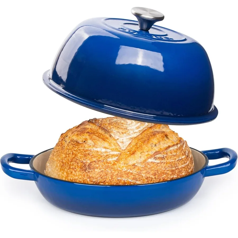 

Эмалированная чугунная голландская духовка Голландская духовка для выпечки хлеба на закваске Чугунный горшок для хлеба Темно-синий 6 литров 26 см от