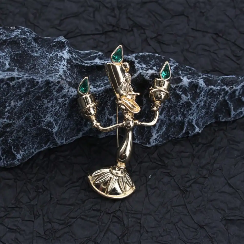 1pc Women's Elegant Retro Gold Candlestick Holder Brooch - Retro Elegant, Fashionable Creative, Exquisite Craft, Fit for Bags