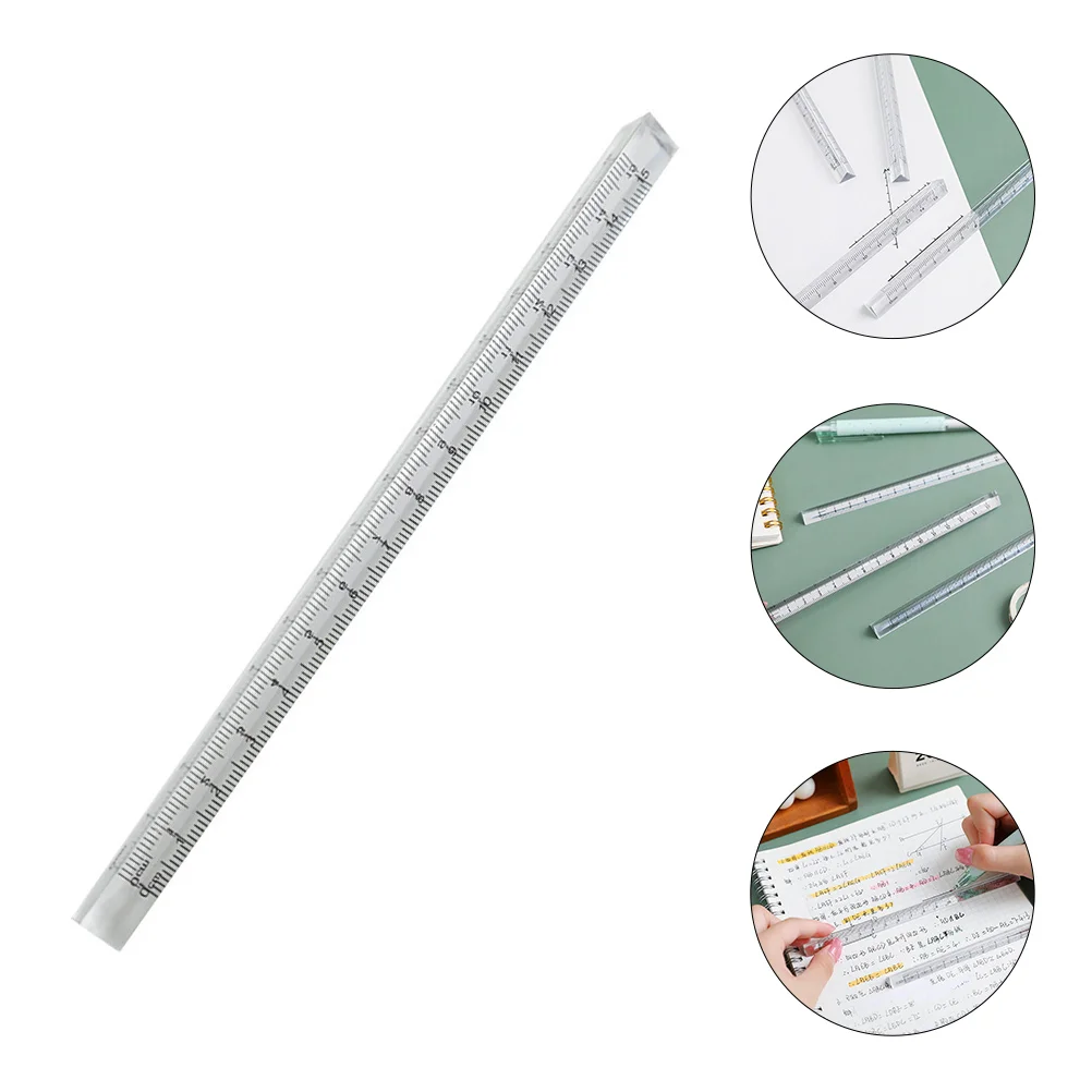 6 Pcs Triangular Three-dimensional Ruler Clear Student Transparent Rulers Drawing Tools Plastic Triangle Scale Multifunction